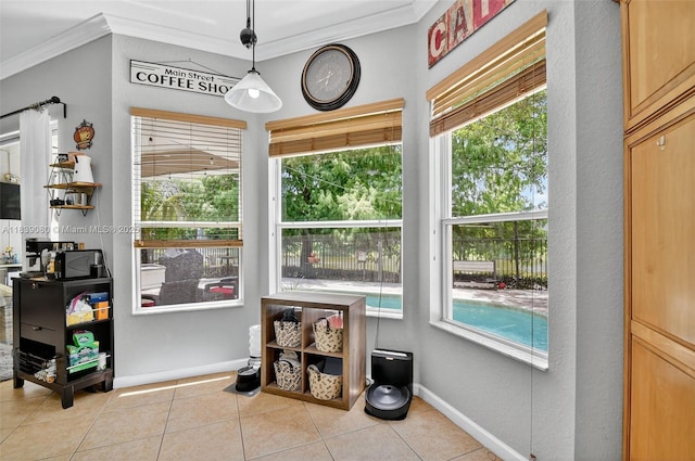 1086 Grove Park Cir, Boynton Beach, FL 33436 - entryway with ornamental molding, tile patterned flooring, and healthy amount of natural light