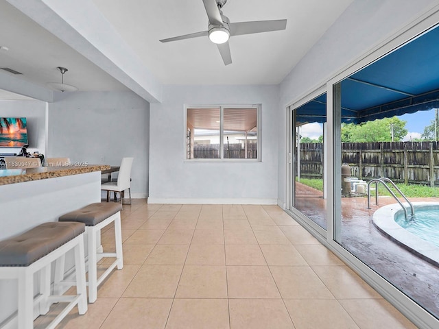 2812 SW 65th Ave, Miramar, FL 33023 - living area featuring plenty of natural light, light tile patterned flooring, and a ceiling fan