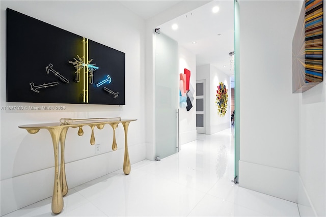 2675 S Bayshore Dr Unit 1601S, Miami, FL 33133 - hall featuring recessed lighting and tile patterned floors