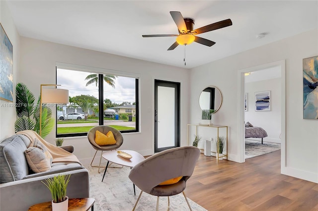 3141 SW 20th St, Fort Lauderdale, FL 33312 - living area featuring wood finished floors and ceiling fan
