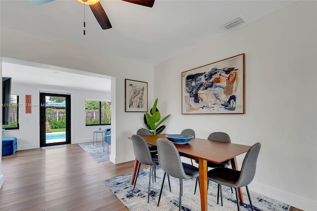 3141 SW 20th St, Fort Lauderdale, FL 33312 - dining room featuring wood finished floors and ceiling fan