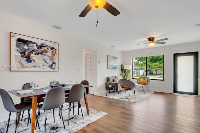 3141 SW 20th St, Fort Lauderdale, FL 33312 - dining area featuring a ceiling fan and wood finished floors