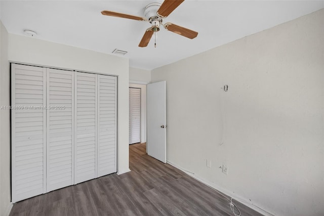 2767 NW 197th Ter, Miami Gardens, FL 33056 - unfurnished bedroom with a closet, wood finished floors, and a ceiling fan