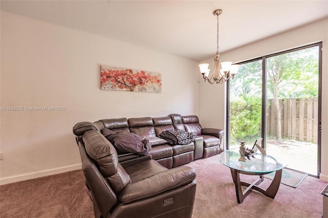 6586 S Anise Ct, Davie, FL 33314 - living room featuring carpet floors and a chandelier