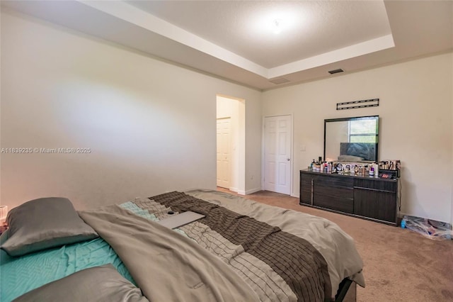 6586 S Anise Ct, Davie, FL 33314 - bedroom featuring light carpet and a tray ceiling