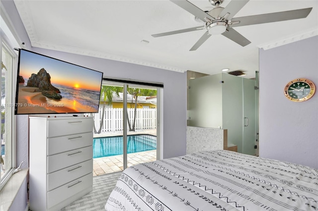 2321 SE 15th St, Pompano Beach, FL 33062 - bedroom with access to exterior and ceiling fan