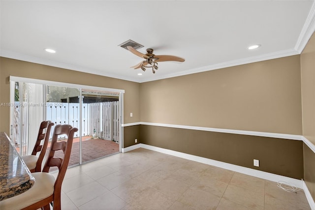 10871 SW 11th Mnr, Davie, FL 33324 - tiled empty room featuring a ceiling fan, recessed lighting, and crown molding