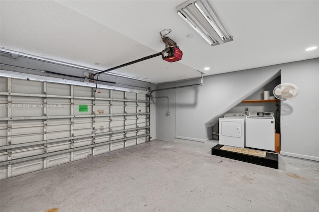 10871 SW 11th Mnr, Davie, FL 33324 - garage with a garage door opener, washing machine and clothes dryer, and recessed lighting