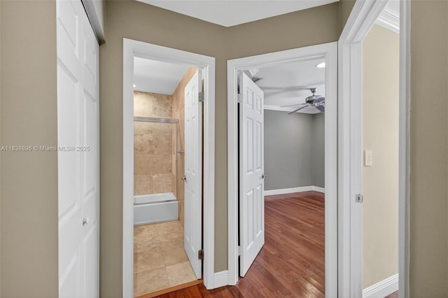 10871 SW 11th Mnr, Davie, FL 33324 - corridor with wood finished floors and recessed lighting
