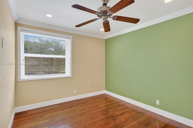 10871 SW 11th Mnr, Davie, FL 33324 - unfurnished room featuring wood finished floors, crown molding, recessed lighting, and ceiling fan
