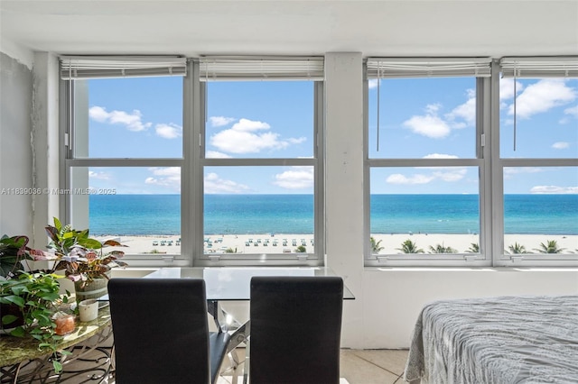 2899 Collins Ave Unit 931, Miami Beach, FL 33140 - tiled bedroom featuring view of water and beach