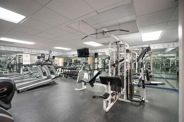 2899 Collins Ave Unit 931, Miami Beach, FL 33140 - exercise room with a drop ceiling
