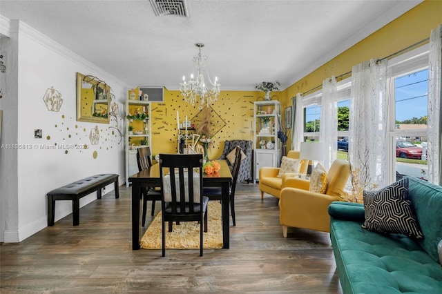 2239 NW 65th Ave, Margate, FL 33063 - dining room featuring ornamental molding, a chandelier, and dark wood-style flooring