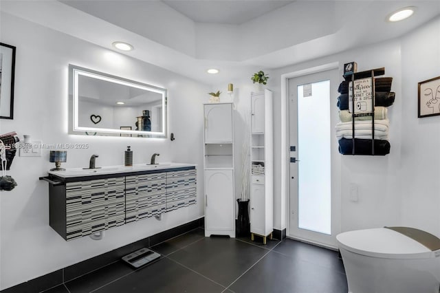 2239 NW 65th Ave, Margate, FL 33063 - full bath with recessed lighting, double vanity, and tile patterned flooring