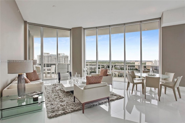 4100 Island Blvd Unit 2303, Aventura, FL 33160 - living area featuring a wall of windows, plenty of natural light, and tile patterned floors