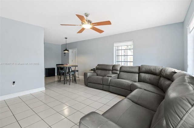590 SW 62nd Ave, Miami, FL 33144 - living area with a ceiling fan and light tile patterned flooring