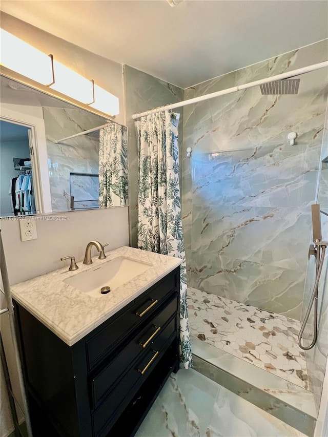 6120 SW 15th Ct, North Lauderdale, FL 33068 - full bath with a shower stall, vanity, and marble look tiles