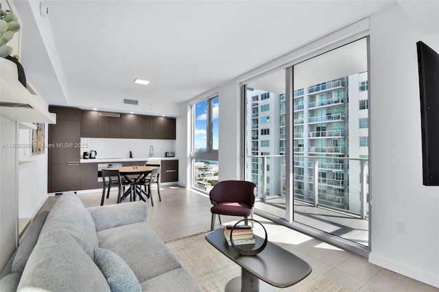 227 NE 2nd St Unit 2000, Miami, FL 33132 - living area with light tile patterned flooring