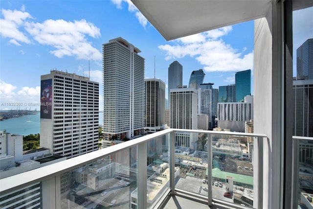 227 NE 2nd St Unit 2000, Miami, FL 33132 - balcony with a skyline view and a water view