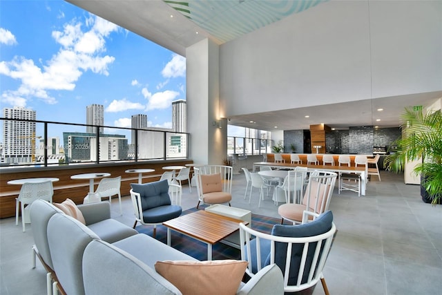 227 NE 2nd St Unit 2000, Miami, FL 33132 - view of patio with a view of city, an outdoor living space, and outdoor dining space