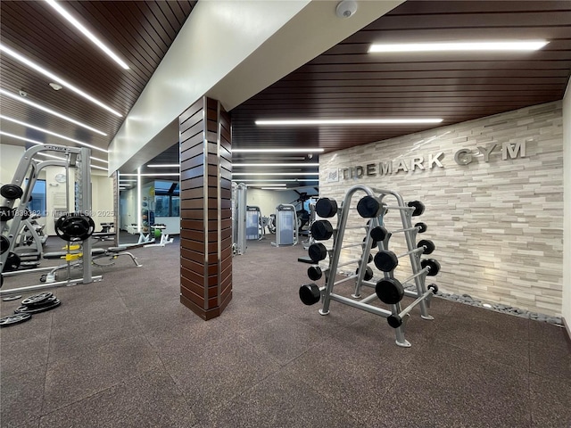 201 Crandon Blvd Unit 305, Key Biscayne, FL 33149 - workout area with wooden ceiling