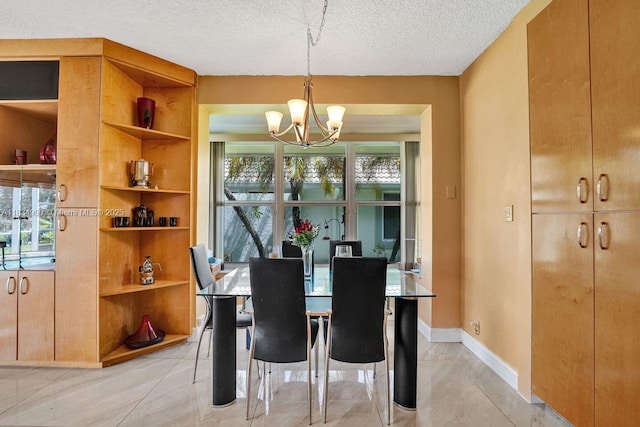 9940 SW 4th St, Plantation, FL 33324 - dining area featuring a chandelier and a textured ceiling