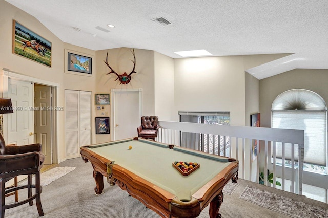 9940 SW 4th St, Plantation, FL 33324 - recreation room featuring carpet flooring, a textured ceiling, and billiards