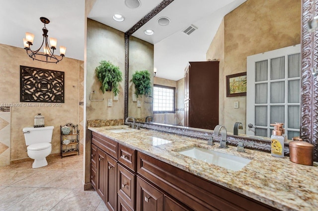 9940 SW 4th St, Plantation, FL 33324 - full bathroom with double vanity, a chandelier, and tile patterned flooring