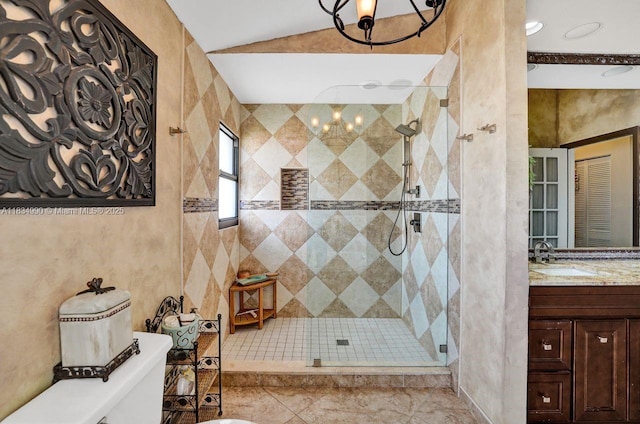 9940 SW 4th St, Plantation, FL 33324 - full bath featuring a shower stall, vanity, and a chandelier