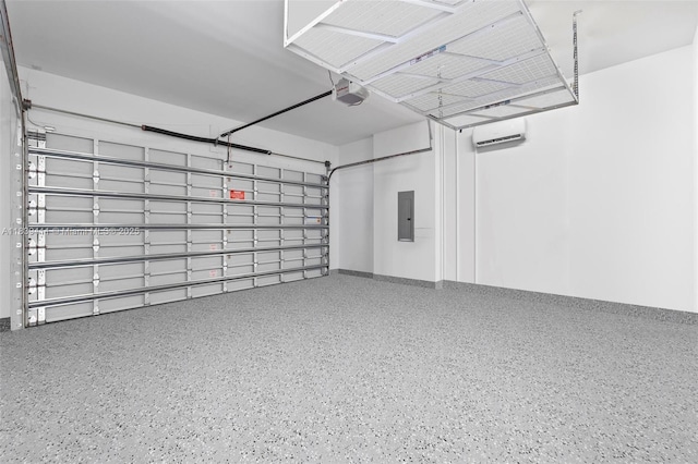 10431 NW 68th Ter, Doral, FL 33178 - garage with electric panel, a wall mounted air conditioner, and a garage door opener