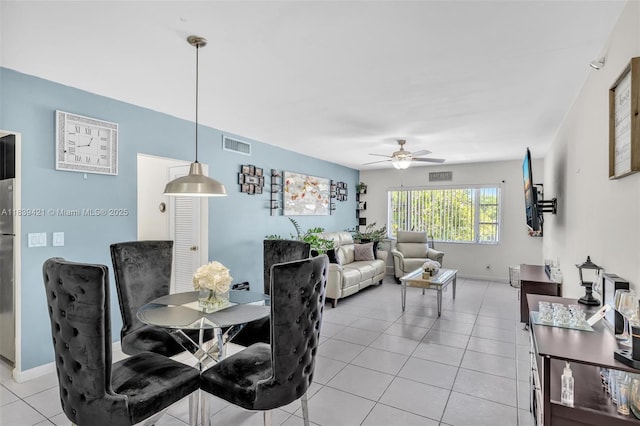 5800 NE 22nd Way Unit 523, Fort Lauderdale, FL 33308 - dining room with ceiling fan and light tile patterned floors