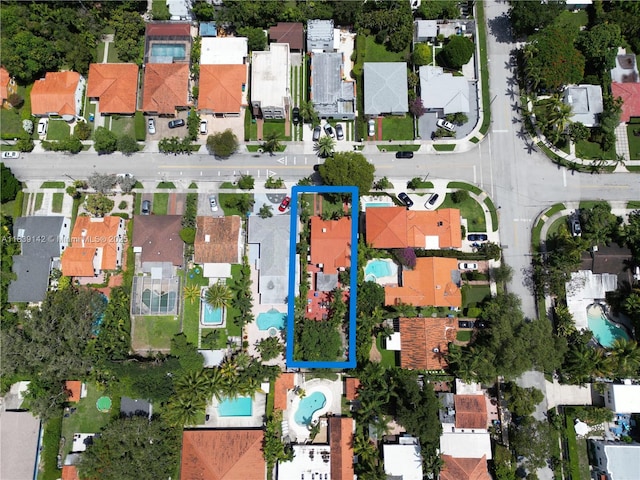 1824 SW 24th St, Miami, FL 33145 - aerial view of residential area featuring a pool and property boundaries highlighted