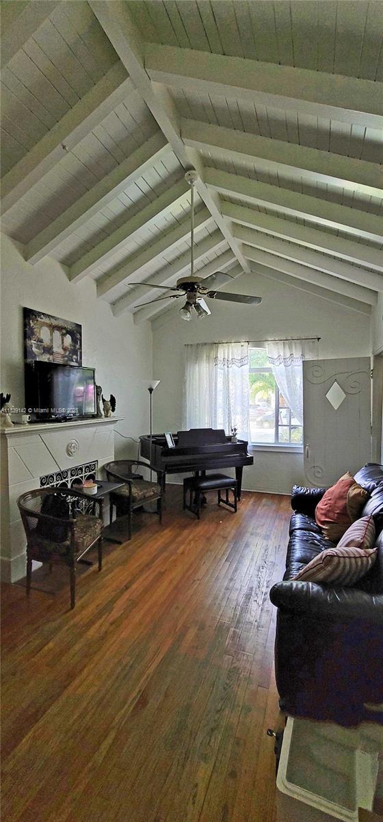 1824 SW 24th St, Miami, FL 33145 - living room with hardwood / wood-style flooring and wooden ceiling