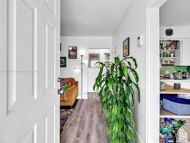 3210 E Elizabeth St, Miami, FL 33133 - hall featuring wood finished floors and baseboards
