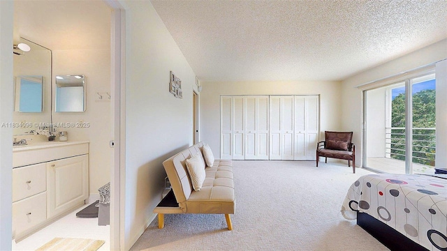 4047 Rexford C Unit 4047, Boca Raton, FL 33434 - bedroom featuring light colored carpet, a textured ceiling, access to exterior, and a closet