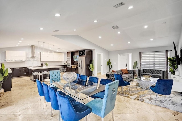 614 SE 12th Ave, Deerfield Beach, FL 33441 - dining area featuring vaulted ceiling and recessed lighting