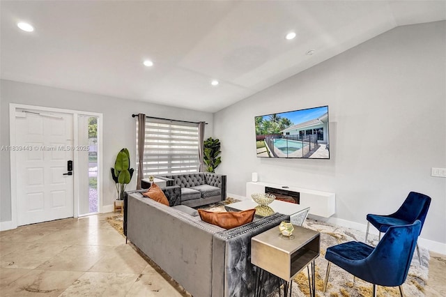 614 SE 12th Ave, Deerfield Beach, FL 33441 - living area featuring lofted ceiling and recessed lighting