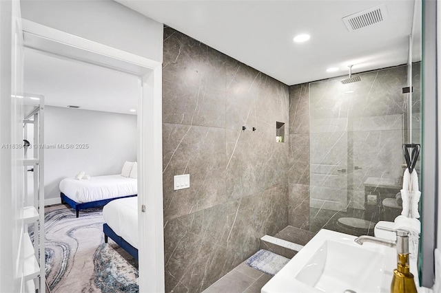 614 SE 12th Ave, Deerfield Beach, FL 33441 - full bathroom with walk in shower, connected bathroom, and recessed lighting