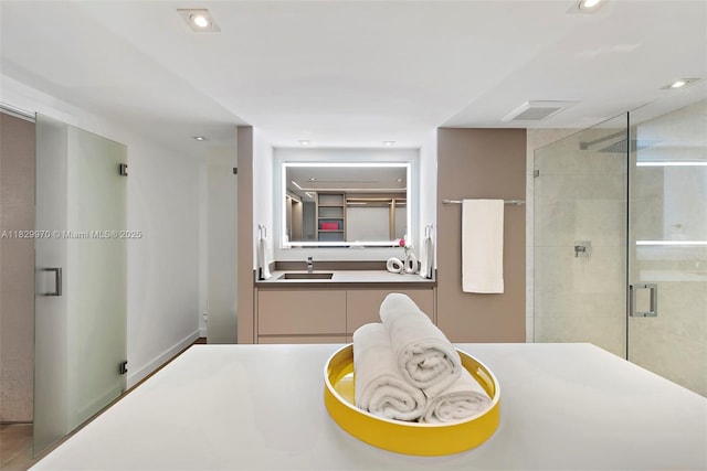 2301 Collins Ave Unit 1004/1003, Miami Beach, FL 33139 - full bathroom with a shower stall and recessed lighting