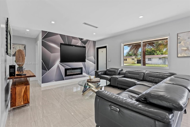 8115 NW 185th Ter, Hialeah, FL 33015 - living room featuring recessed lighting and marble finish flooring