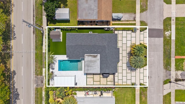 8115 NW 185th Ter, Hialeah, FL 33015 - aerial view of property's location featuring a pool and property parcel outlined