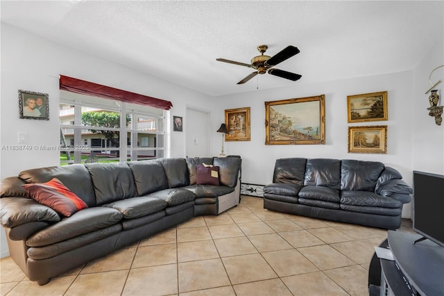 5300 Washington St Unit C113, Hollywood, FL 33021 - living room with light tile patterned floors, a ceiling fan, and a baseboard heating unit