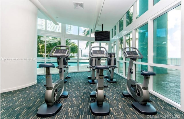 1900 N Bayshore Dr Unit 1803, Miami, FL 33132 - gym featuring carpet and a high ceiling