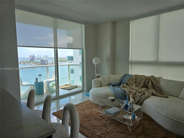 1900 N Bayshore Dr Unit 1803, Miami, FL 33132 - living area with a wall of windows and a view of city