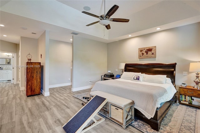 17809 Southwick Way, Boca Raton, FL 33498 - bedroom featuring wood finished floors, recessed lighting, and ceiling fan