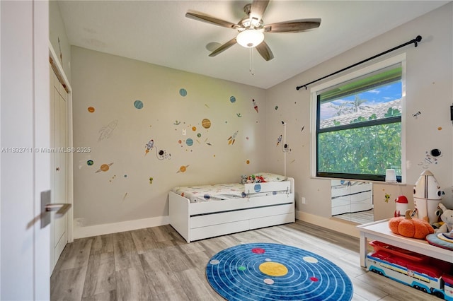 17809 Southwick Way, Boca Raton, FL 33498 - bedroom with light wood-style floors and ceiling fan