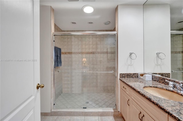 8406 NW 78th Ct, Tamarac, FL 33321 - bathroom featuring vanity, a stall shower, and tile patterned flooring