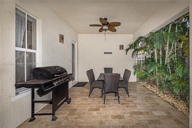 10608 NW 36th St, Coral Springs, FL 33065 - view of patio featuring ceiling fan, outdoor dining space, and grilling area