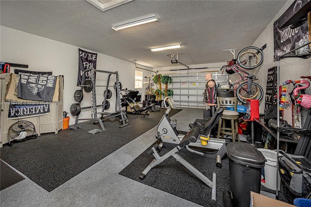 10608 NW 36th St, Coral Springs, FL 33065 - exercise room with a garage and a textured ceiling