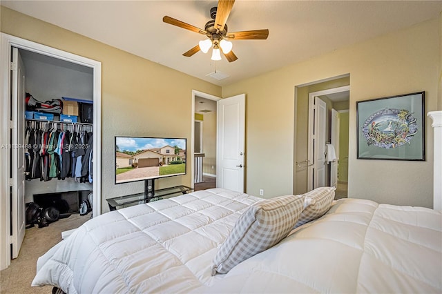 10608 NW 36th St, Coral Springs, FL 33065 - carpeted bedroom with a spacious closet and a ceiling fan